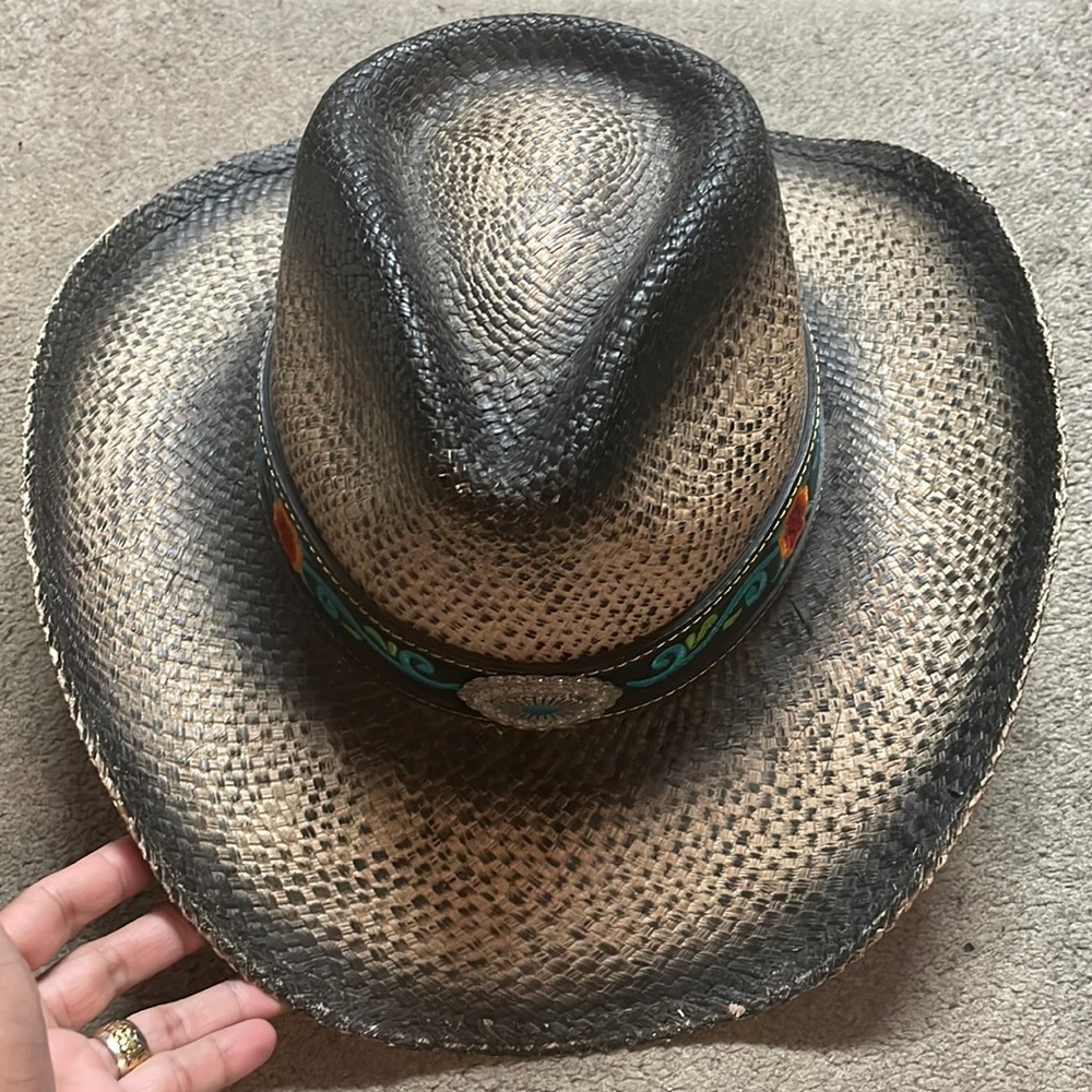 STAMPEDE COWBOY STRAW HAT SIZE SMALL